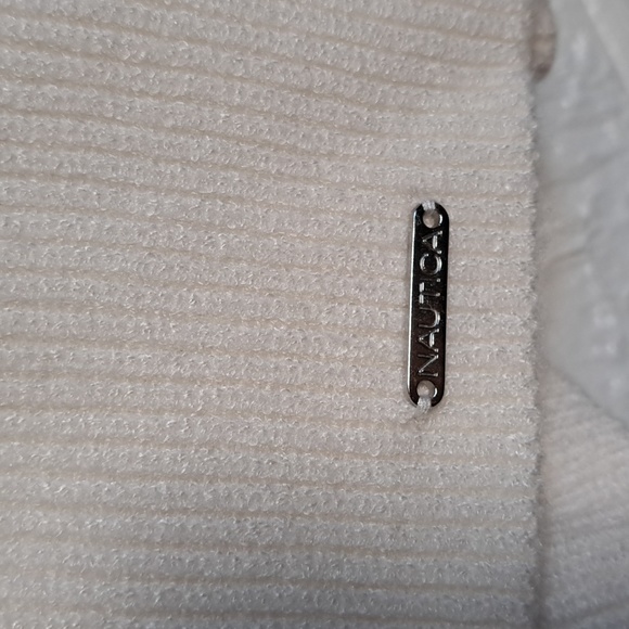 Nautica Striped V Neck Sweater Black White Red - Picture 5 of 10